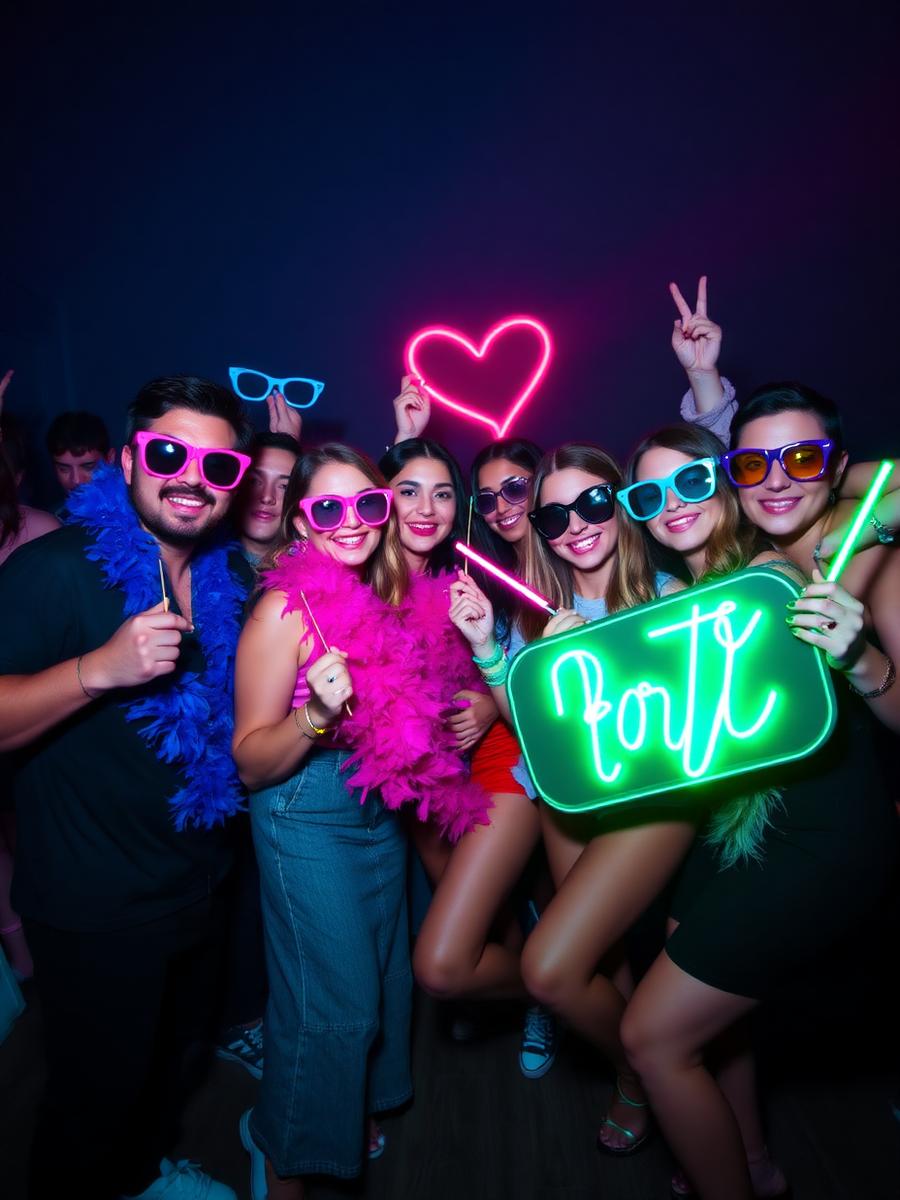 Guests with neon props
